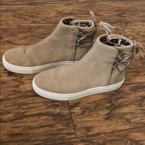 Zara Shoes - Zara Women High Top Suede Sneakers with Tie Back